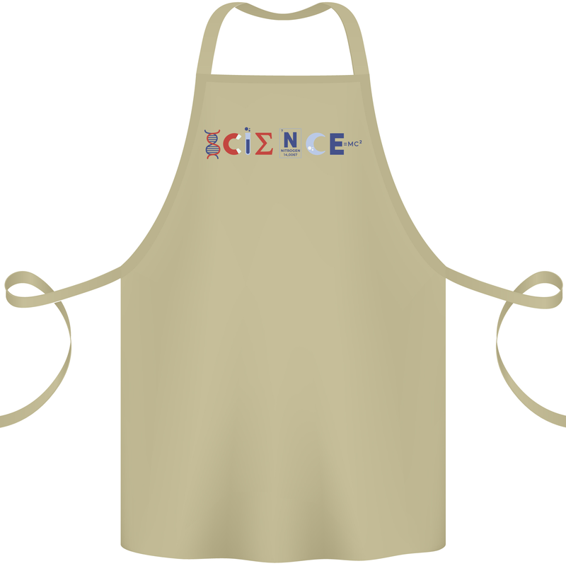 Science Symbols Physics Chemistry Biology Cotton Apron 100% Organic Khaki