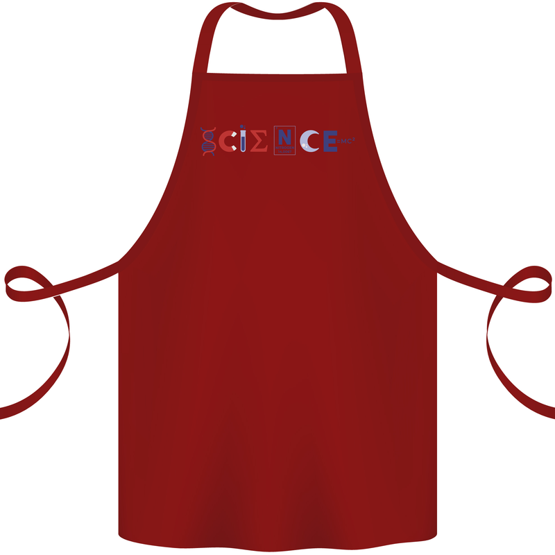 Science Symbols Physics Chemistry Biology Cotton Apron 100% Organic Maroon