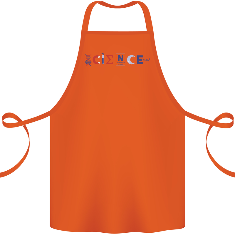 Science Symbols Physics Chemistry Biology Cotton Apron 100% Organic Orange