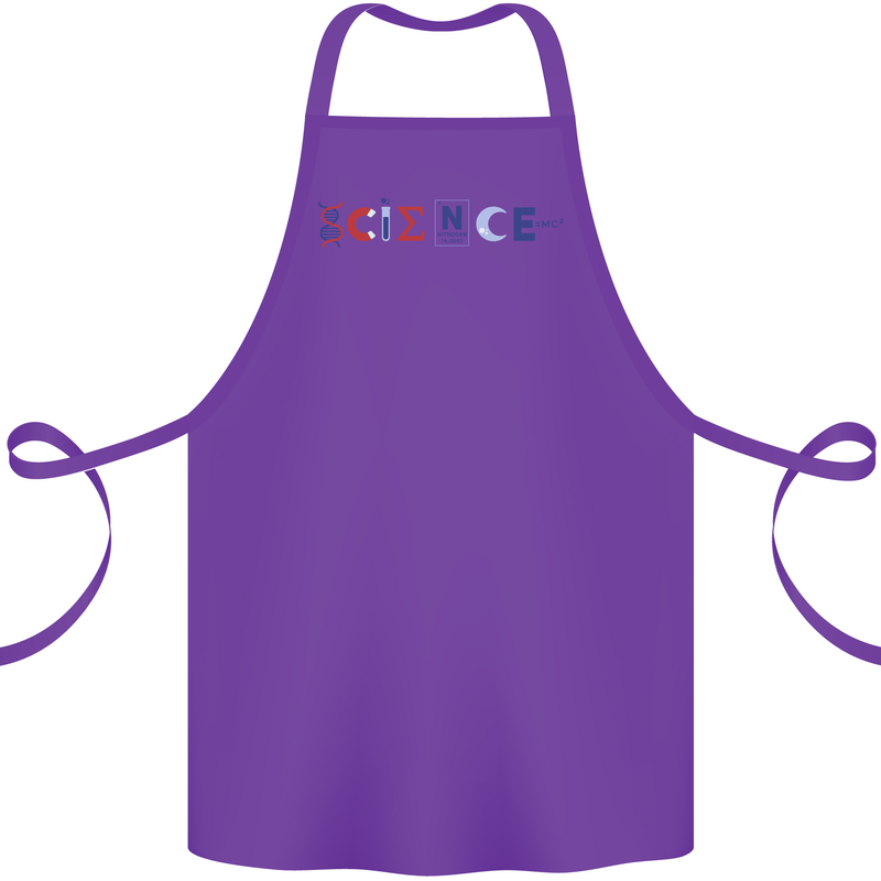Science Symbols Physics Chemistry Biology Cotton Apron 100% Organic Purple