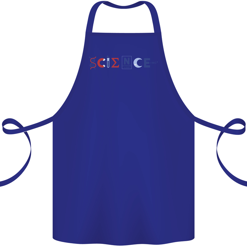 Science Symbols Physics Chemistry Biology Cotton Apron 100% Organic Royal Blue