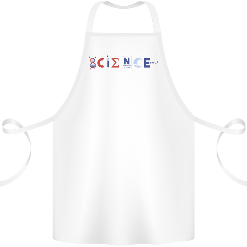 Science Symbols Physics Chemistry Biology Cotton Apron 100% Organic White