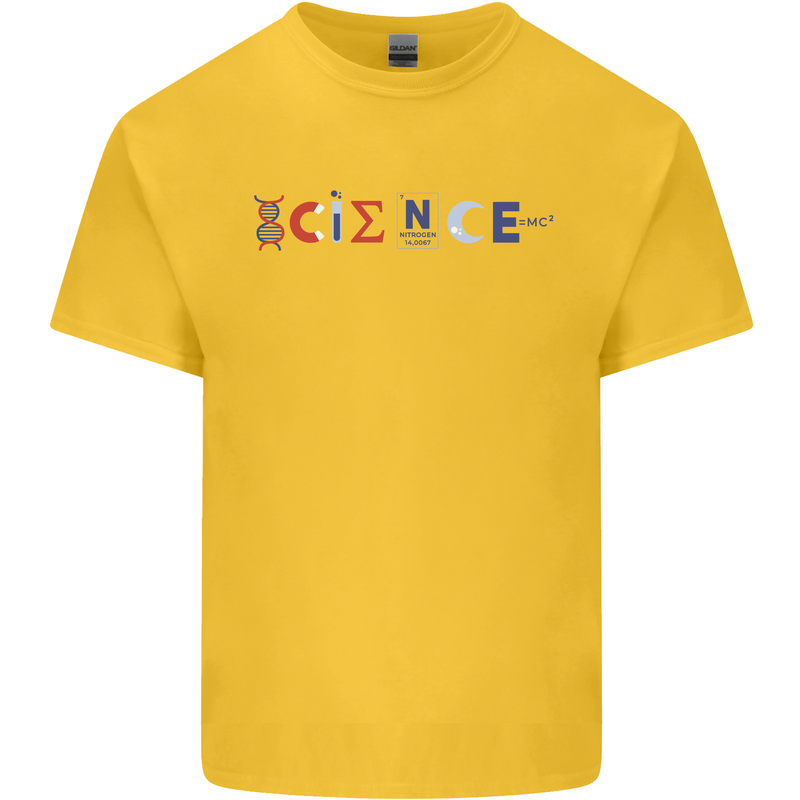 Science Symbols Physics Chemistry Biology Kids T-Shirt Childrens Yellow