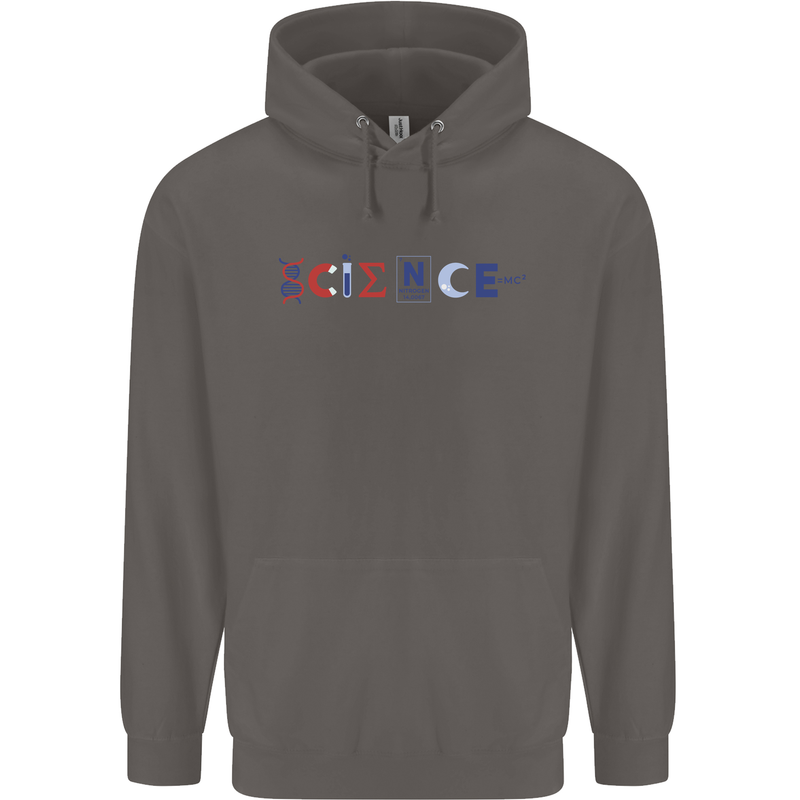 Science Symbols Physics Chemistry Biology Mens 80% Cotton Hoodie Charcoal