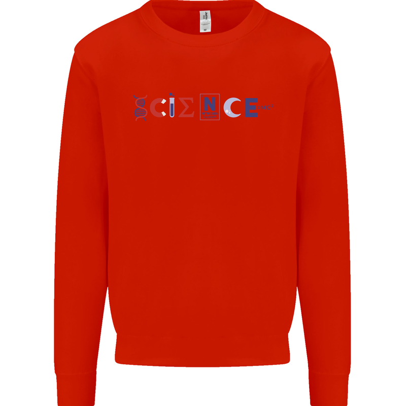 Science Symbols Physics Chemistry Biology Mens Sweatshirt Jumper Bright Red