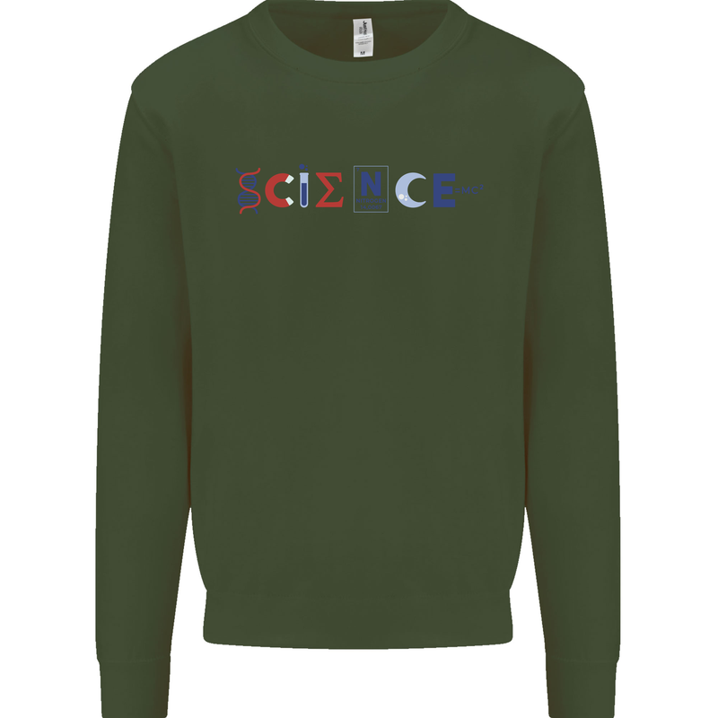 Science Symbols Physics Chemistry Biology Mens Sweatshirt Jumper Forest Green