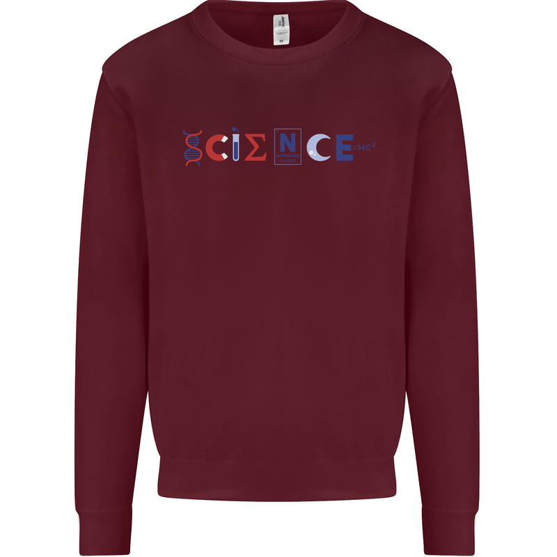 Science Symbols Physics Chemistry Biology Mens Sweatshirt Jumper Maroon
