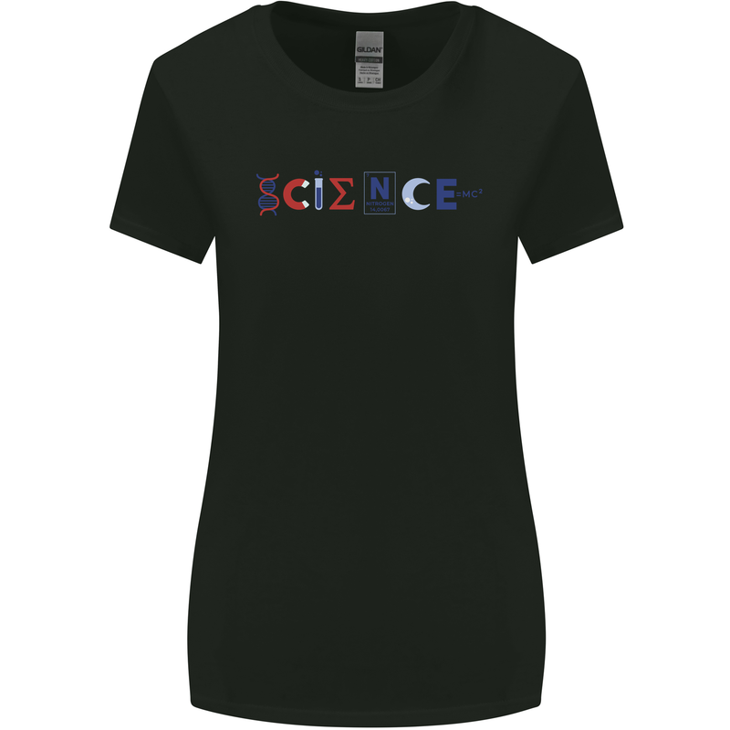 Science Symbols Physics Chemistry Biology Womens Wider Cut T-Shirt Black