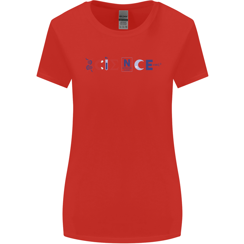 Science Symbols Physics Chemistry Biology Womens Wider Cut T-Shirt Red