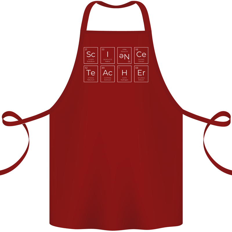 Science Teacher Periodic Table Funny Chemistry Cotton Apron 100% Organic Maroon