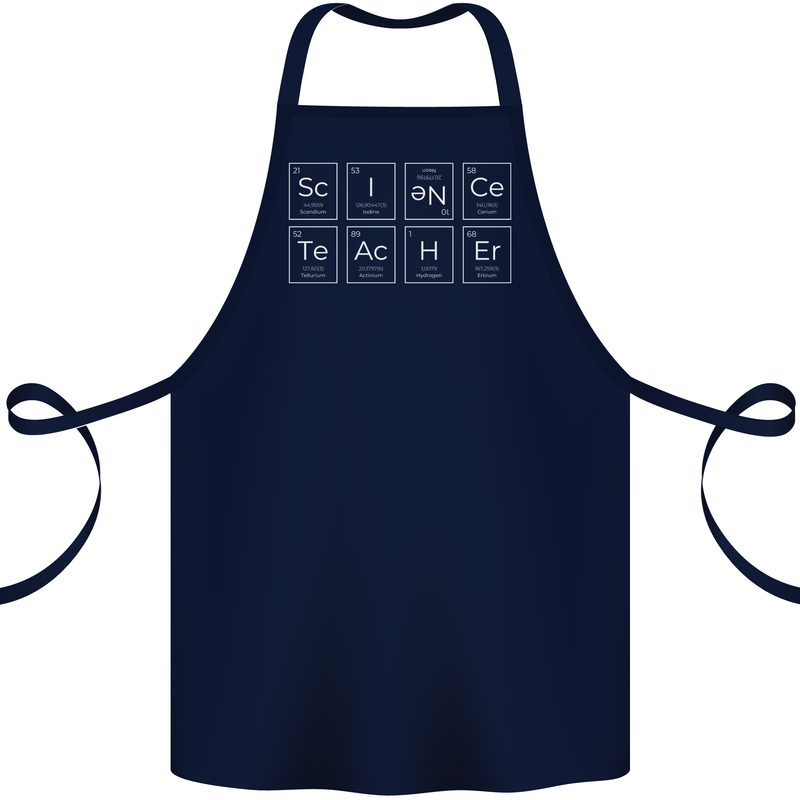 Science Teacher Periodic Table Funny Chemistry Cotton Apron 100% Organic Navy Blue