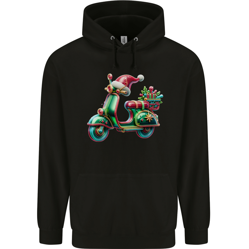 Scooter Christmas Hat MOD Moped Xmas Childrens Kids Hoodie Black