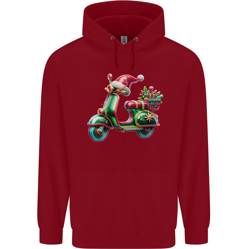 Scooter Christmas Hat MOD Moped Xmas Childrens Kids Hoodie Red