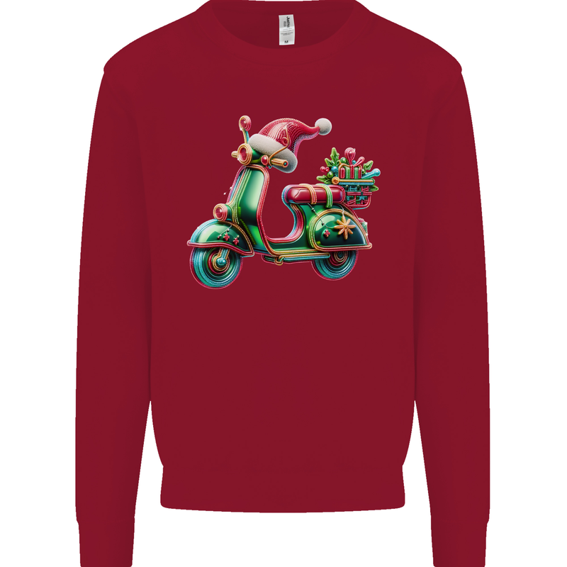 Scooter Christmas Hat MOD Moped Xmas Kids Sweatshirt Jumper Red