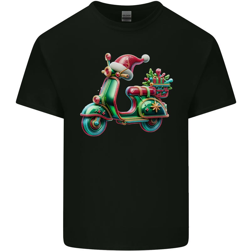 Scooter Christmas Hat MOD Moped Xmas Kids T-Shirt Childrens Black