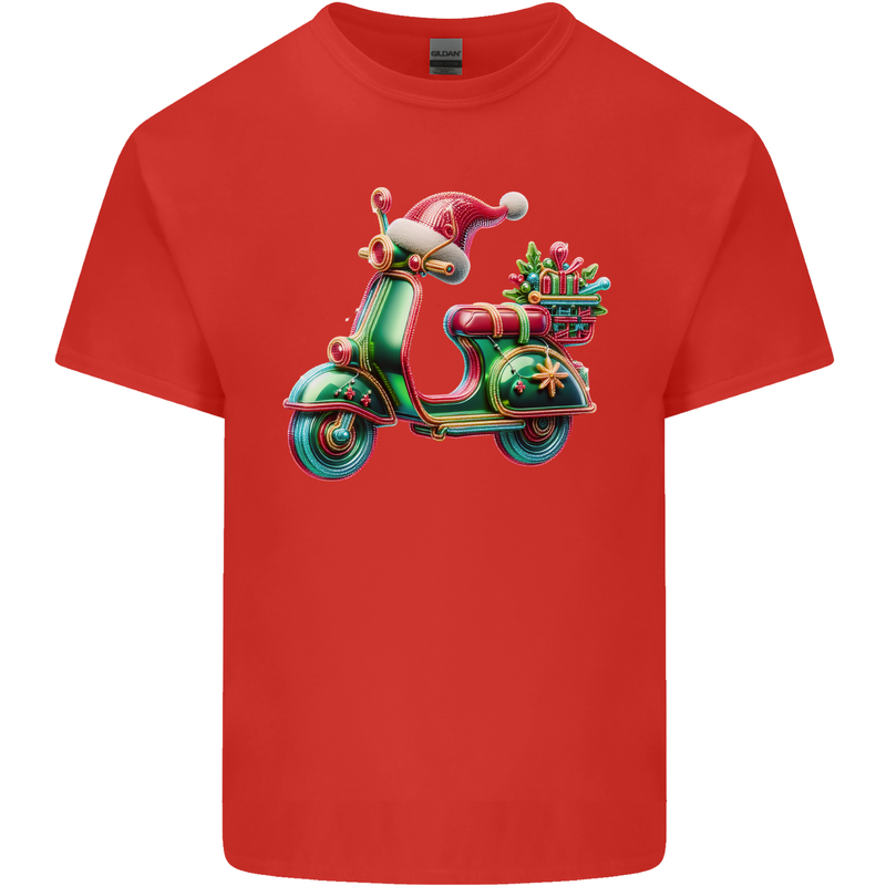 Scooter Christmas Hat MOD Moped Xmas Kids T-Shirt Childrens Red