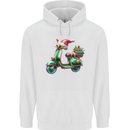 Scooter Christmas Hat MOD Moped Xmas Mens 80% Cotton Hoodie White
