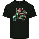 Scooter Christmas Hat MOD Moped Xmas Mens Cotton T-Shirt Tee Top Black