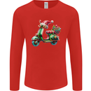 Scooter Christmas Hat MOD Moped Xmas Mens Long Sleeve T-Shirt Red