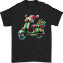 Scooter Christmas Hat MOD Moped Xmas Mens T-Shirt 100% Cotton Black