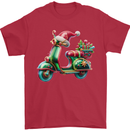 Scooter Christmas Hat MOD Moped Xmas Mens T-Shirt 100% Cotton Red