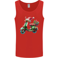 Scooter Christmas Hat MOD Moped Xmas Mens Vest Tank Top Red