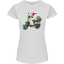 Scooter Christmas Hat MOD Moped Xmas Womens Petite Cut T-Shirt White
