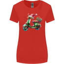 Scooter Christmas Hat MOD Moped Xmas Womens Wider Cut T-Shirt Red