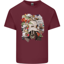 Scooter Colage MOD Culture Moped Bike Mens Cotton T-Shirt Tee Top Maroon