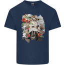 Scooter Colage MOD Culture Moped Bike Mens Cotton T-Shirt Tee Top Navy Blue