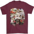 Scooter Colage MOD Culture Moped Bike Mens T-Shirt 100% Cotton Maroon
