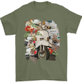 Scooter Colage MOD Culture Moped Bike Mens T-Shirt 100% Cotton Military Green
