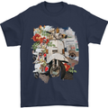 Scooter Colage MOD Culture Moped Bike Mens T-Shirt 100% Cotton Navy Blue