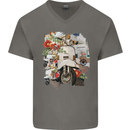 Scooter Colage MOD Culture Moped Bike Mens V-Neck Cotton T-Shirt Charcoal