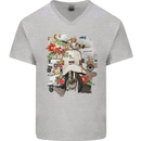 Scooter Colage MOD Culture Moped Bike Mens V-Neck Cotton T-Shirt Sports Grey