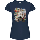Scooter Colage MOD Culture Moped Bike Womens Petite Cut T-Shirt Navy Blue