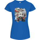 Scooter Colage MOD Culture Moped Bike Womens Petite Cut T-Shirt Royal Blue