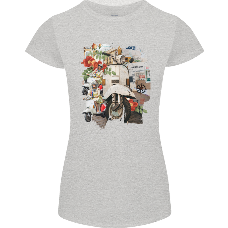 Scooter Colage MOD Culture Moped Bike Womens Petite Cut T-Shirt Sports Grey