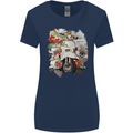 Scooter Colage MOD Culture Moped Bike Womens Wider Cut T-Shirt Navy Blue