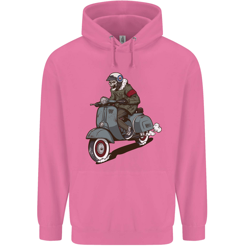 Scooter Skull Biker Motorcycle MOD Childrens Kids Hoodie Azalea