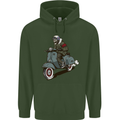 Scooter Skull Biker Motorcycle MOD Childrens Kids Hoodie Forest Green