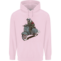 Scooter Skull Biker Motorcycle MOD Childrens Kids Hoodie Light Pink