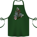 Scooter Skull Biker Motorcycle MOD Cotton Apron 100% Organic Forest Green