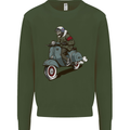 Scooter Skull Biker Motorcycle MOD Kids Sweatshirt Jumper Forest Green