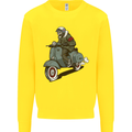 Scooter Skull Biker Motorcycle MOD Kids Sweatshirt Jumper Yellow