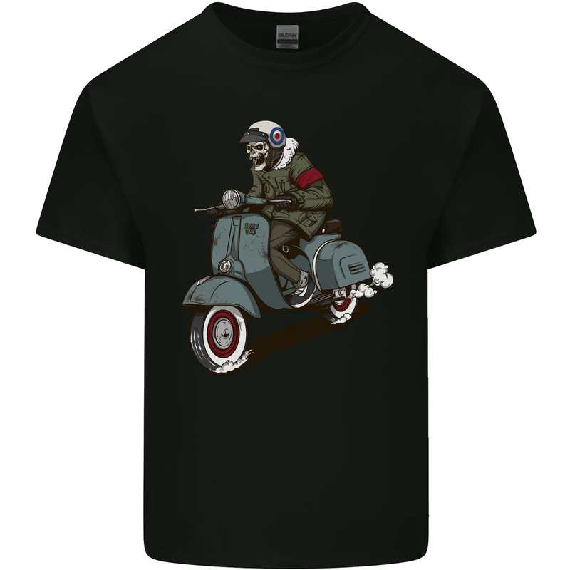 Scooter Skull Biker Motorcycle MOD Kids T-Shirt Childrens Black