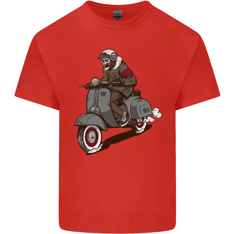 Scooter Skull Biker Motorcycle MOD Kids T-Shirt Childrens Red