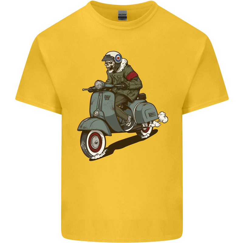 Scooter Skull Biker Motorcycle MOD Kids T-Shirt Childrens Yellow