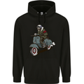 Scooter Skull Biker Motorcycle MOD Mens 80% Cotton Hoodie Black
