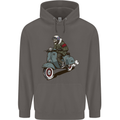 Scooter Skull Biker Motorcycle MOD Mens 80% Cotton Hoodie Charcoal